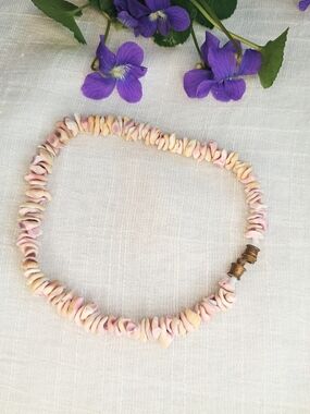 🌊 COASTAL GRANDMOTHER 🌊 TRU VTG Natural Quahog Shell, Wampum Anklet, Surf Chic